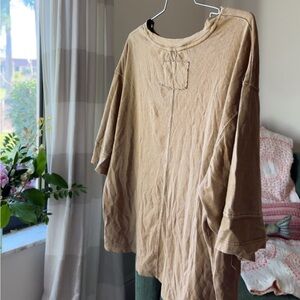 Free People Tan Short Sleeve Tee